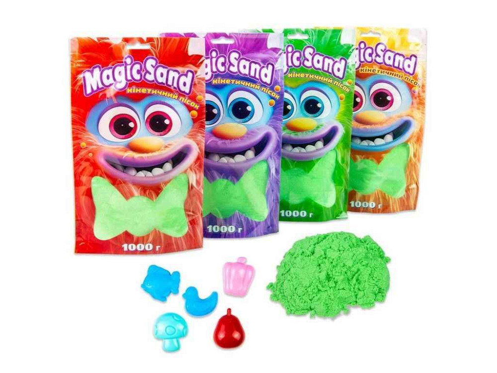 Кінетичний пісок Magic sand в пакеті 39404-1 зелений 1000г ТМ STRATEG Київ - фото 1