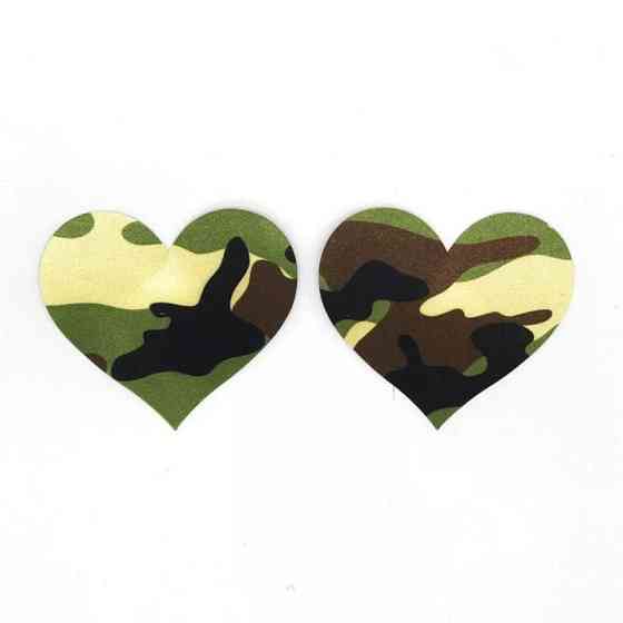 Наклейки на груди Сердечка 8 на 7 см хакі Київ