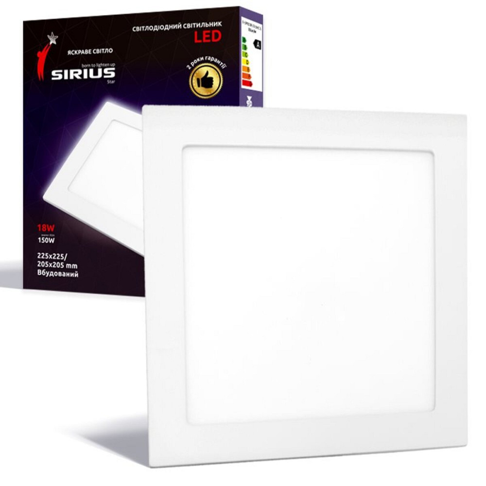Світильник Sirius LED Вбудований квадратний GT-18F 18W 6500к Коломия - фото 2