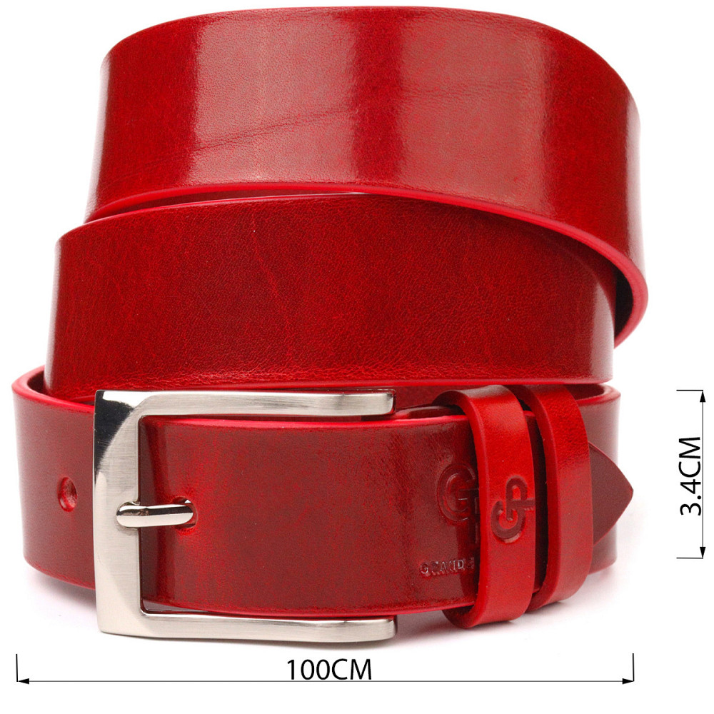 Стильный женский ремень под джинсы из натуральной кожи Grande Pelle 21454 Красный Киев - изображение 8