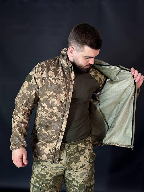 Тактическая куртка пиксель рип-стоп мужская с сеткой, капюшоном, мембраной и липучками Львов - изображение 6