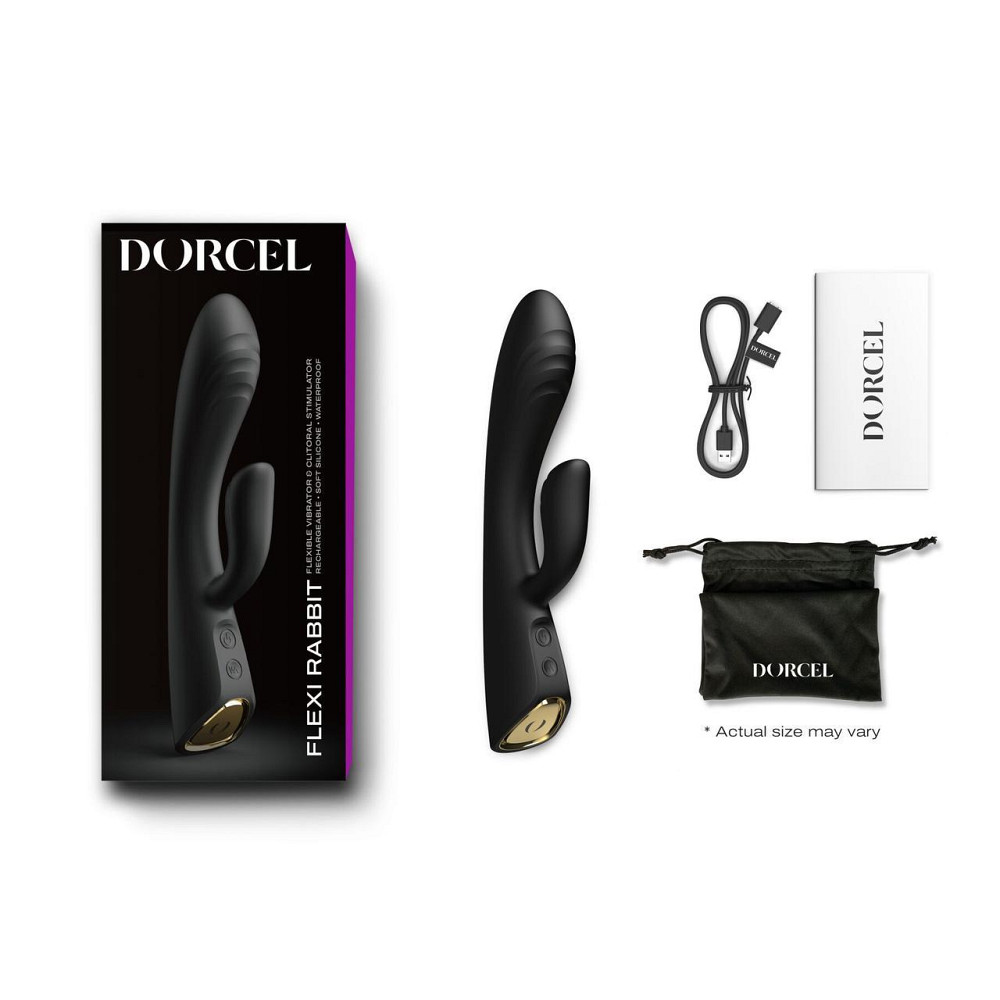 Вибратор-кролик с подогревом Dorcel FLEXI RABBIT BLACK, гибкий ствол Sex Aura Киев - изображение 7