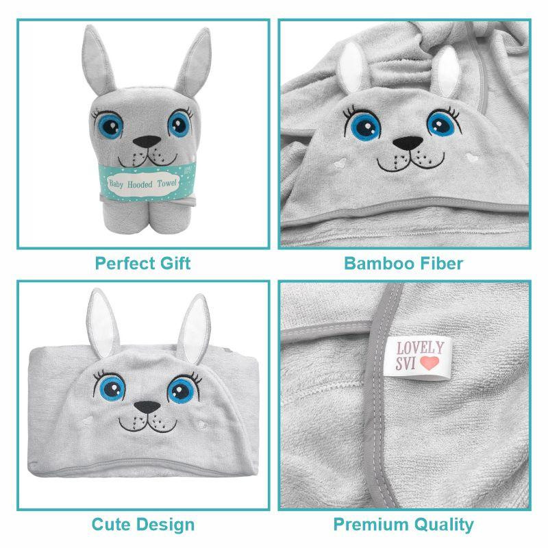 Полотенце  бамбук / махра Lovely Svi детское с капюшоном для ванной, басейну, пляжу - 70 х100 см Серый Зайчик Киев - изображение 2