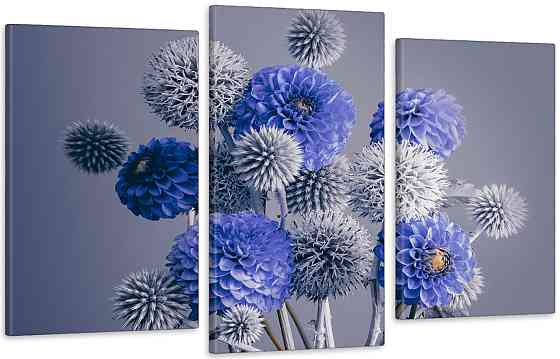 Модульна картина у вітальню/ спальню Сині квіти Art-569_3 Київ