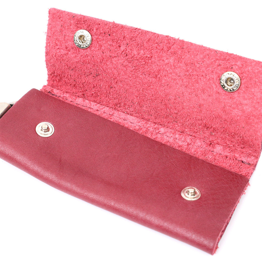 Жіноча шкіряна ключниця на кнопках GRANDE PELLE 11640 Бордовий Київ - фото 3