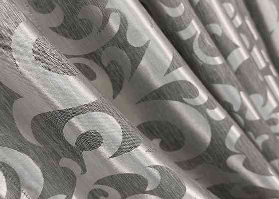 Комплект штор VR-Textil Жакард Вензель 200х270 2шт і Тюль 600х270 293ш-1147т Сірий з білим 71-098/7 Київ