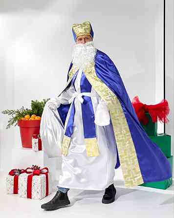 Костюм Святого Николая синій + білий + золото Одеса