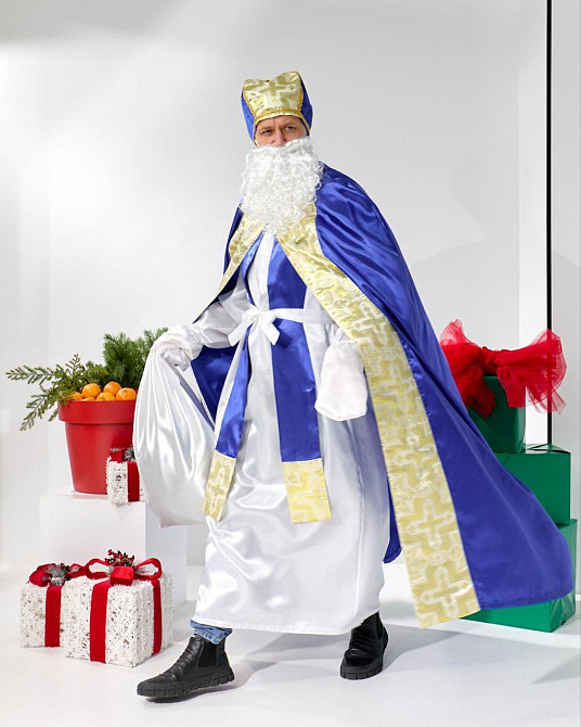 Костюм Святого Николая синій + білий + золото Одеса - фото 1
