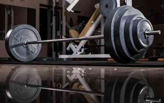 Штанга набірна на 82 кг з хромованим грифом Гантелі, гирі, штанги та диски граниліт Київ