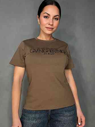 Футболка жіноча A-N 30153 з вишивкою базова однотонна one size, коричневий, one size Київ