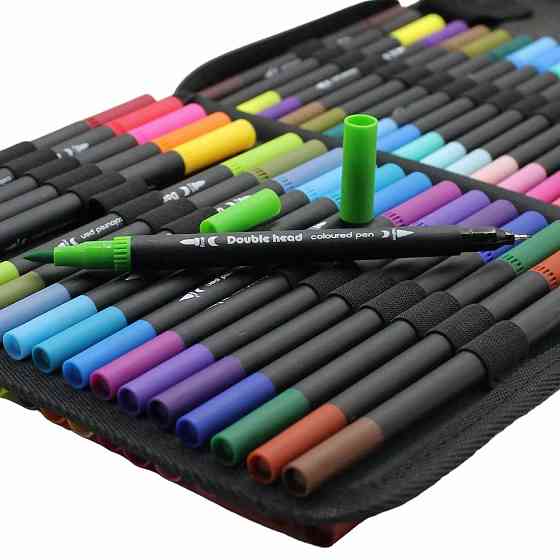 Акварельные маркеры двусторонние 80шт с сумкой, Color pencil / Набор маркеров для рисования Киев