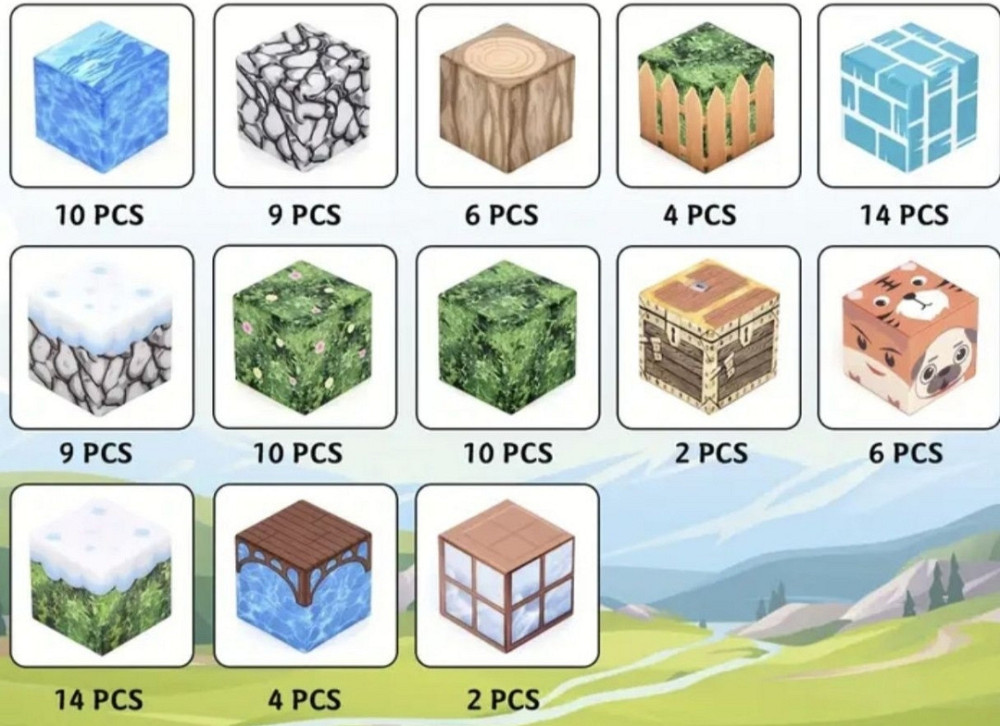 Конструктор магнитный Майнкрафт 100 блоків. Харьков - изображение 1