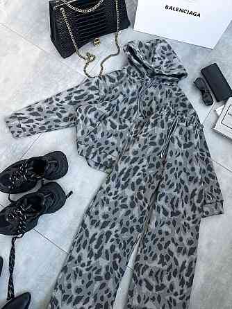 Женский повседневный теплый принтованный костюм двойка турецкая трехнить на флисе 44/46 Одесса