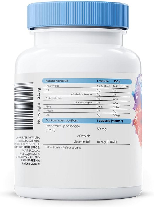 Витамины Osavi Vitamin B6 P-5-P 30 mg — 60 caps Луцк - изображение 2