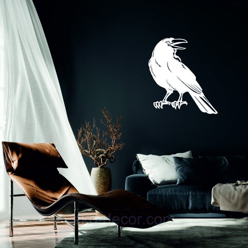 Декоративное настенное Панно «Ворон» Декор на стену 70*63 см, Белый Киев - изображение 1