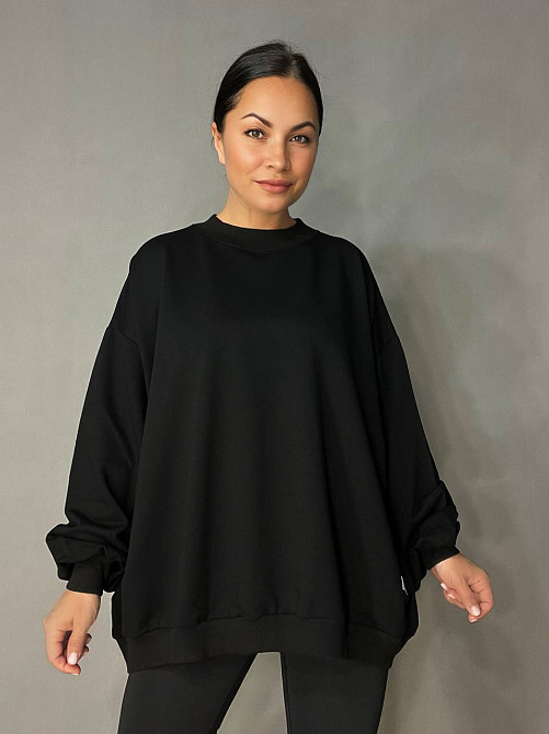 Світшот жіночий MY CITY 3044 широкий оверсайз супер вільного крою великі розміри, чорний, one size Одеса - фото 5