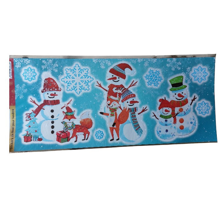 Новогодняя наклейка на окно Снеговики Livarno Home 21 на 47 см разноцветный Киев - изображение 1