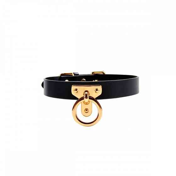 Ошейник-чокер с кольцом, итальянская кожа Leather Cosplay Choker UPKO, размер L Sex Aura Киев