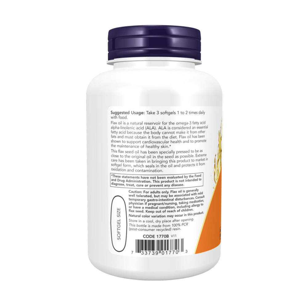 Лляна олія Now Food Flax Oil 1000mg 100 гел капс Київ - фото 3