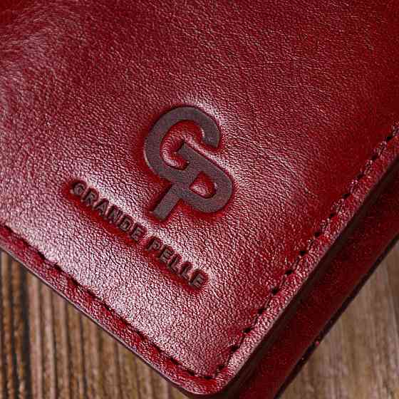 Компактное женское портмоне в три сложения Бордовый (GRANDE PELLE) Киев