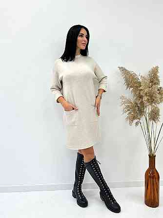 Тепла сукня з двосторонньої ангори "Debra" оптом | Батал Бежевий, 50-52 Київ