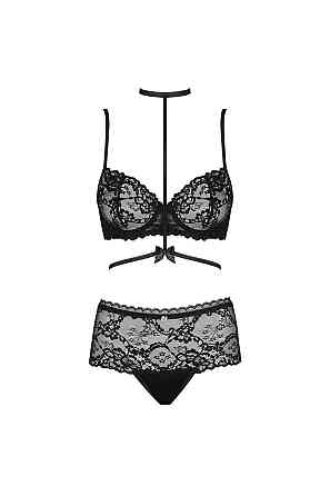 Комплект белья кружевной с декоративными лямками Obsessive Mellania красный, L/XL Sex Aura Киев
