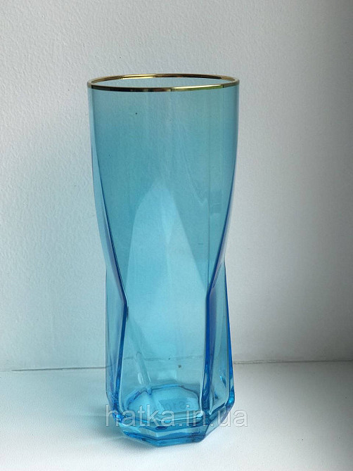 Стакан хайбол "Блакита Геометрія" 225 мл блакитний із золотою облямівкою Київ - фото 2