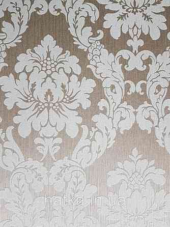 Текстильні шпалери на флізеліновій основі Da capo RaschTextil вензелі завитки бірюзові смарагдові на Київ