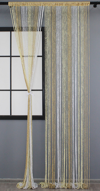 Шторы-нити спираль с люрексом Молочный с бежево-белым 300х300см 1 шт (61-060) Киев - изображение 2