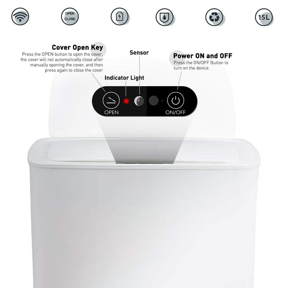 Автоматическая кухонная урна для мусора WapoRich 14-литровая урна с инфракрасным датчиком движения Днепр - изображение 6