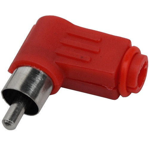 Штекер RCA под шнур, угловой, корпус пластик, красный Полтава - изображение 1
