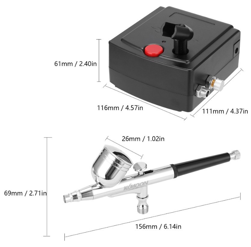 Аерограф HD-130 0.3 мм із компресором TC-100, набір для аерографії Вінниця - фото 3