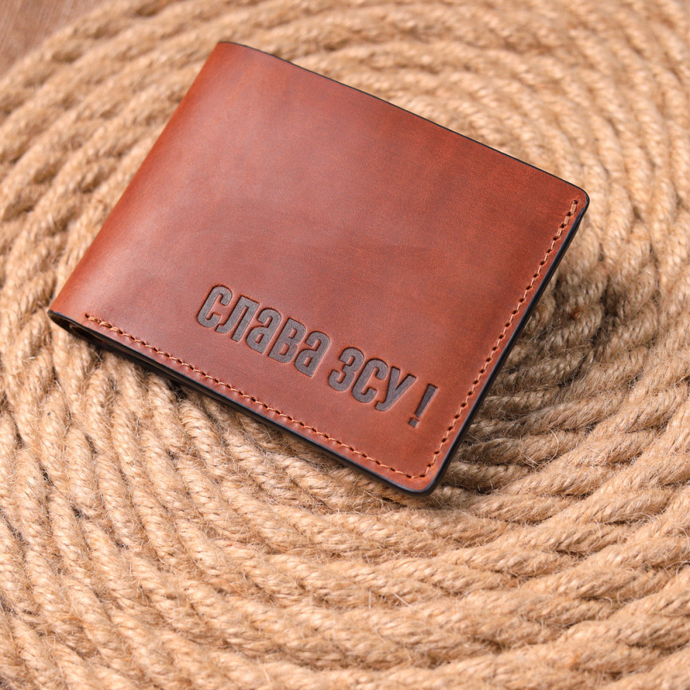 Вместительный мужской кожаный кошелек в два сложения Светло-коричневый (GRANDE PELLE) Киев - изображение 2