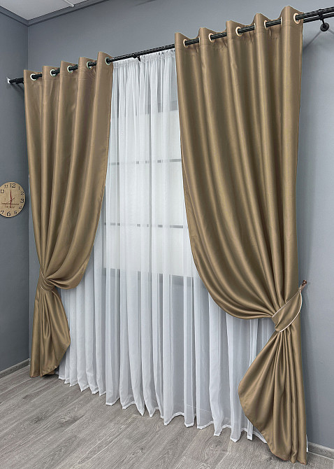Комплект штор на люверсах VR-Textil Bagema Rvs № 1239ш 150х250 см 2 шт Молочний шоколад (37-0110) Київ - фото 10