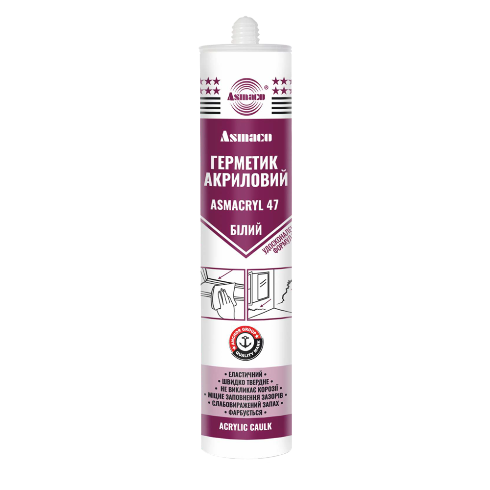 Asmaco Герметик акриловый белый 280мл (530г) ОАЭ ASMACO (2732841) Київ - фото 1