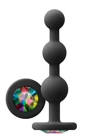 Анальная пробка с кристаллом GLAMS RIPPLE RAINBOW GEM BLACK Sex Aura Киев