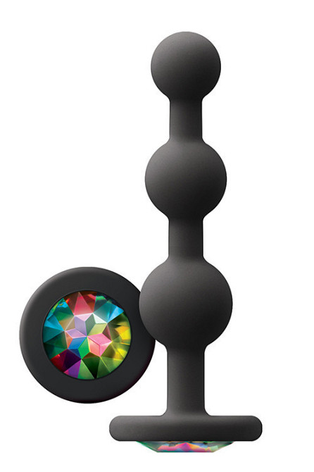 Анальная пробка с кристаллом GLAMS RIPPLE RAINBOW GEM BLACK Sex Aura Киев - изображение 1