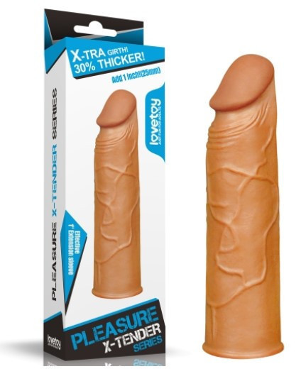 Насадка на член - Pleasure X-Tender Penis Sleeve Add 1" Brown Sex Aura Київ - фото 1