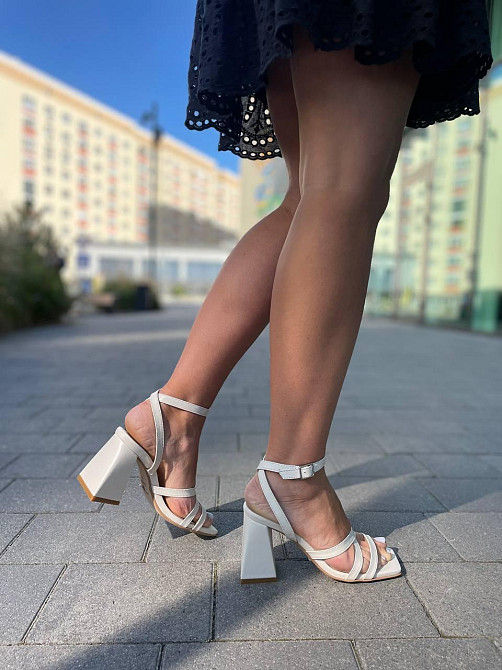 LIRIO Шкіряні босоніжки жіночі бежеві на підборах LIRIO L0282/8073-68 літні р. 35-39 / Босоніжк Коломыя - изображение 6