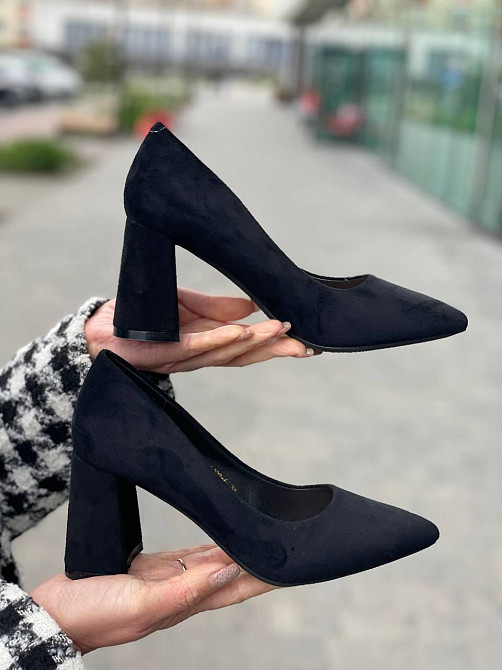 Meideli Туфлі жіночі MEIDELI чорні еко-замша каблук 8 см розміри 36-40 (L222-6) Коломыя - изображение 1