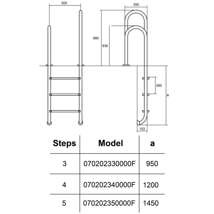 Лестница для бассейна Hayward Asymmetric Muro (4 ступени). для узкого борта. AISI-304 Киев - изображение 2