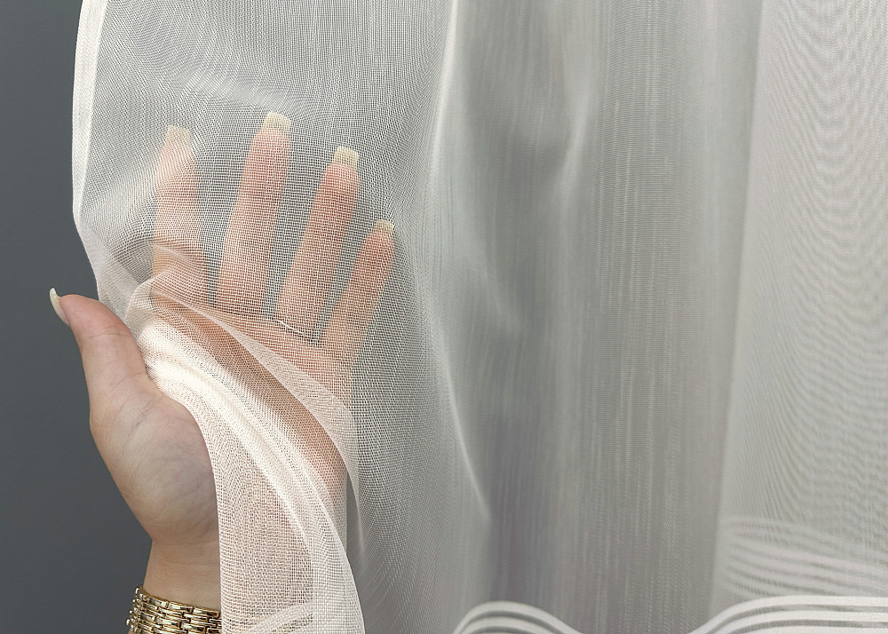 Тюль бамбук с вышивкой и бархатом цвет молочный 1815т Киев - изображение 2