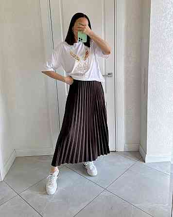 Женская классическая длинная юбка плиссе Коричневый Одесса