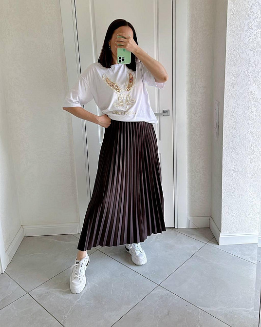 Женская классическая длинная юбка плиссе Коричневый Одесса - изображение 1