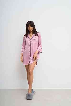 Жіноча нічна сорочка подовжена шовкова Темно-рожевий L Харків