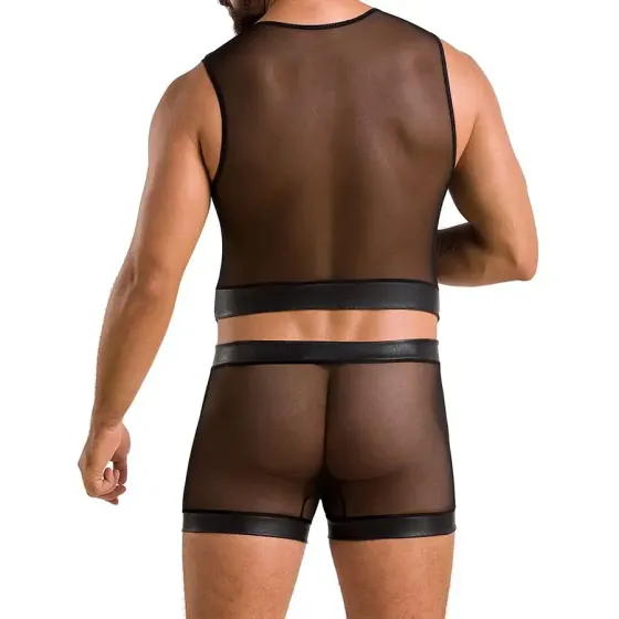 Комплект чоловічої білизни на шнурівці Passion 053 SET WILLIAM S/M Black, жилет, боксери Львів