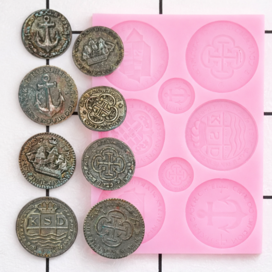 Молд силиконовый Монеты 103 на 90 мм розовый Киев