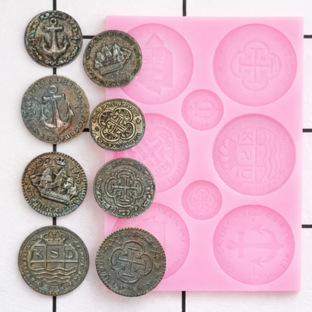 Молд силіконовий Монети 103 на 90 мм рожевий Київ - фото 5