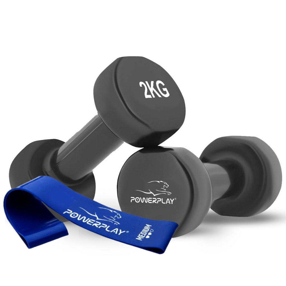 Гантелі вінілові PowerPlay 2 * 2 кг. PP_4121 Чорні (2шт. - пара) Киев - изображение 1