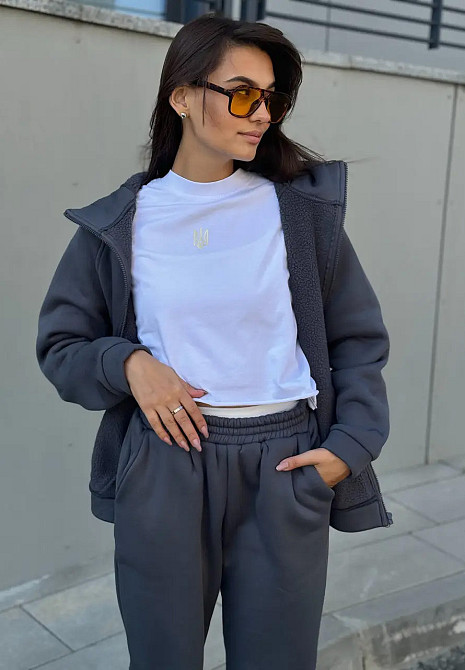 Зип худи женское оверсайз Графитовый 46/48 Харьков - изображение 2